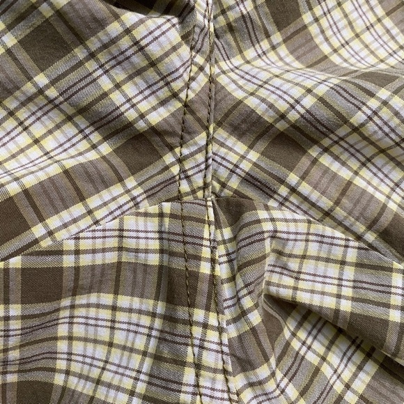 Lole Brown Yellow White Plaid Shorts Water Repellent Quick Dry Stretch 10 - Picture 14 of 16
